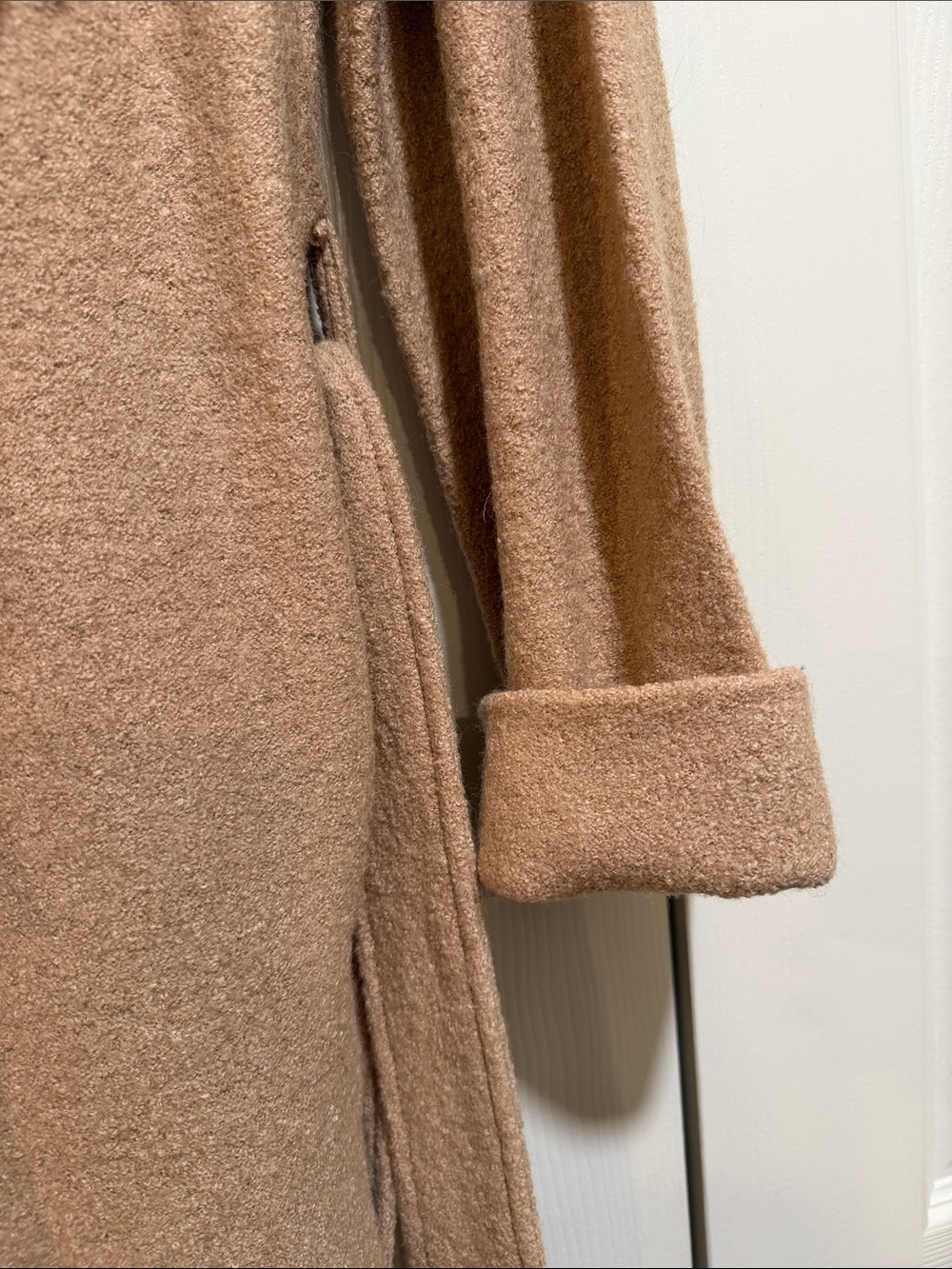 Tahari Camel Fringe Open-Front Cardigan Sweater - Picture 4 of 12